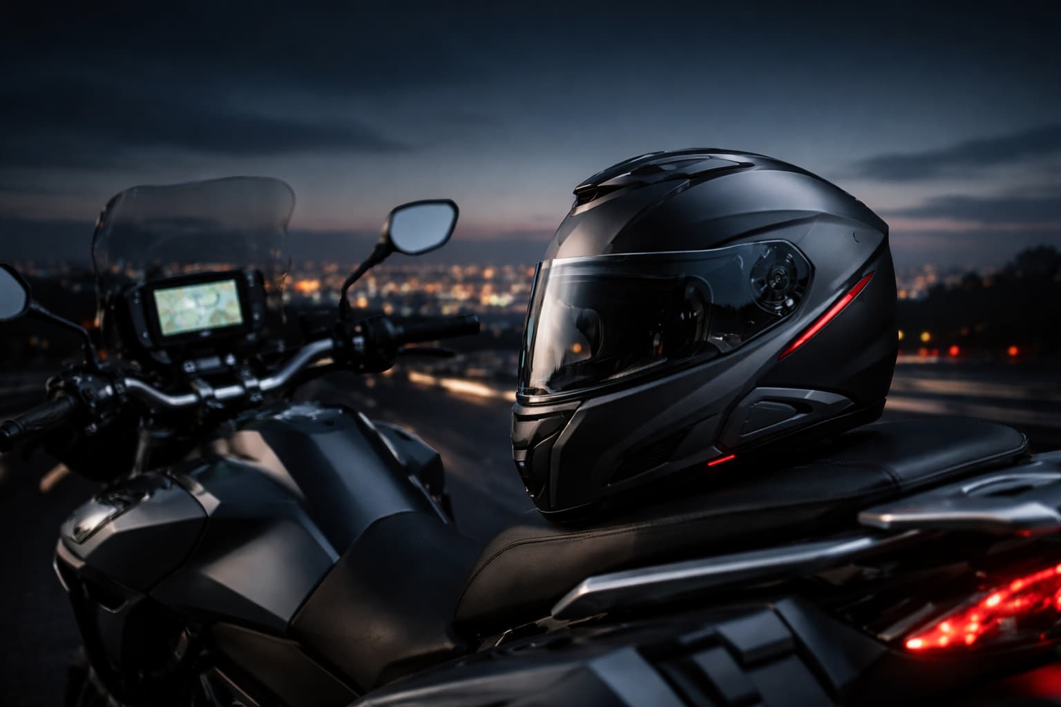 Casco modular en entorno de viaje por carretera